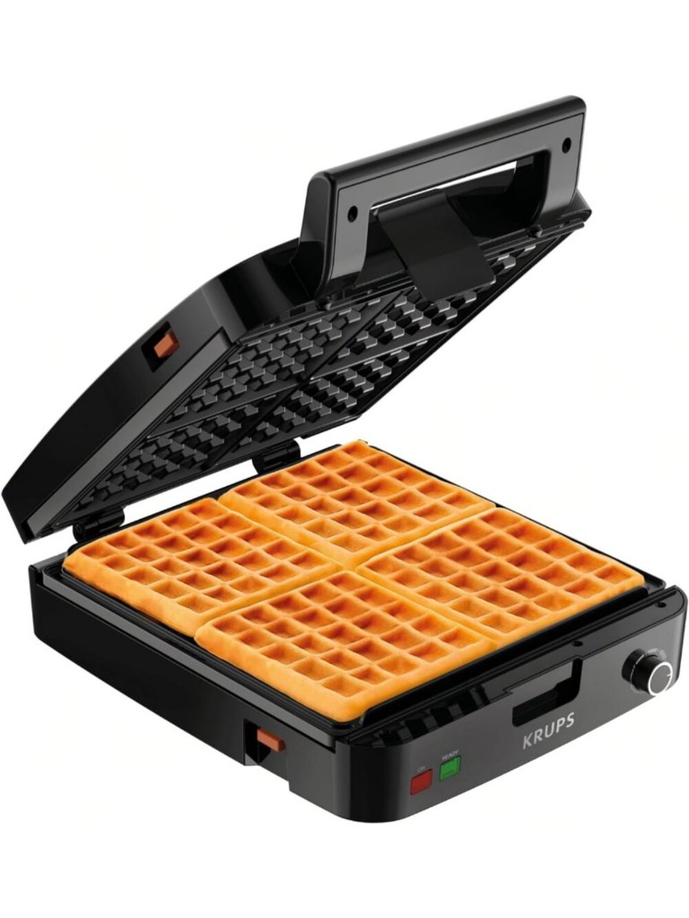 Stainless Steel 4-Slice Belgian Waffle Maker with 5 Browning Levels & Removable
